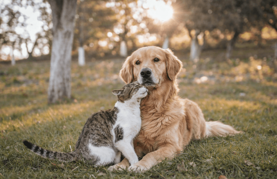 Bengal cat and Yorkshire Terrier together